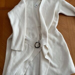 Francesca’s cream wrap sweater dress